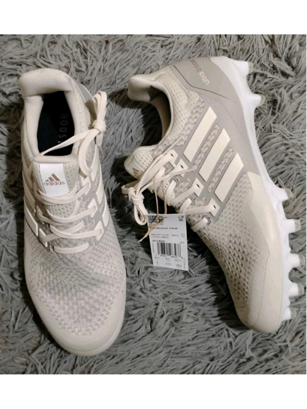 Adidas Ultraboost Football Cleats White Granite Gray Men Size 9 JP7409